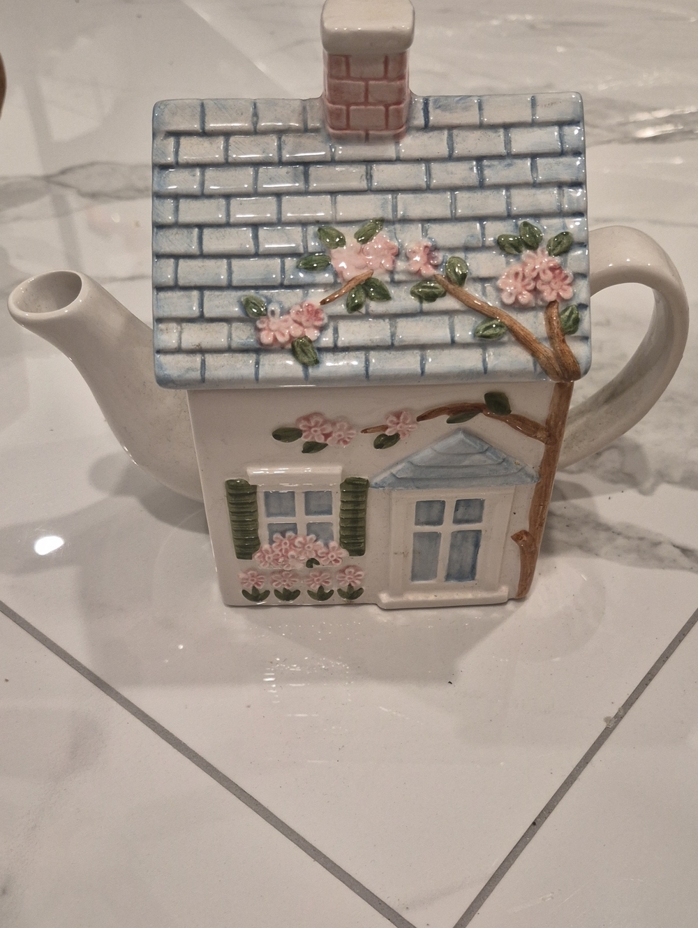Vintage Windsor Ceramic Cottage Teapot with Pink Blossom Detail